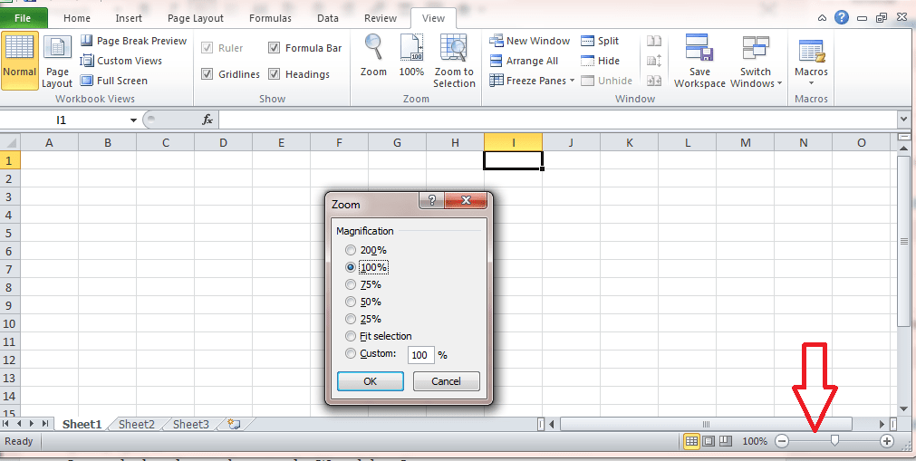 Ways to Zoom in or out from MS Excel