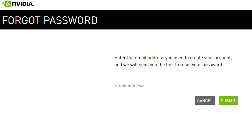 Fogot Nvidia account password