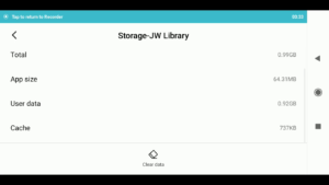 clearing storage data on JW library