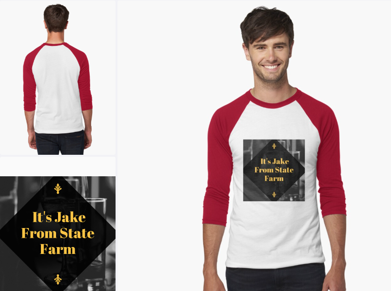 Jake from state farm name tag Baseball ¾ Sleeve T-Shirt